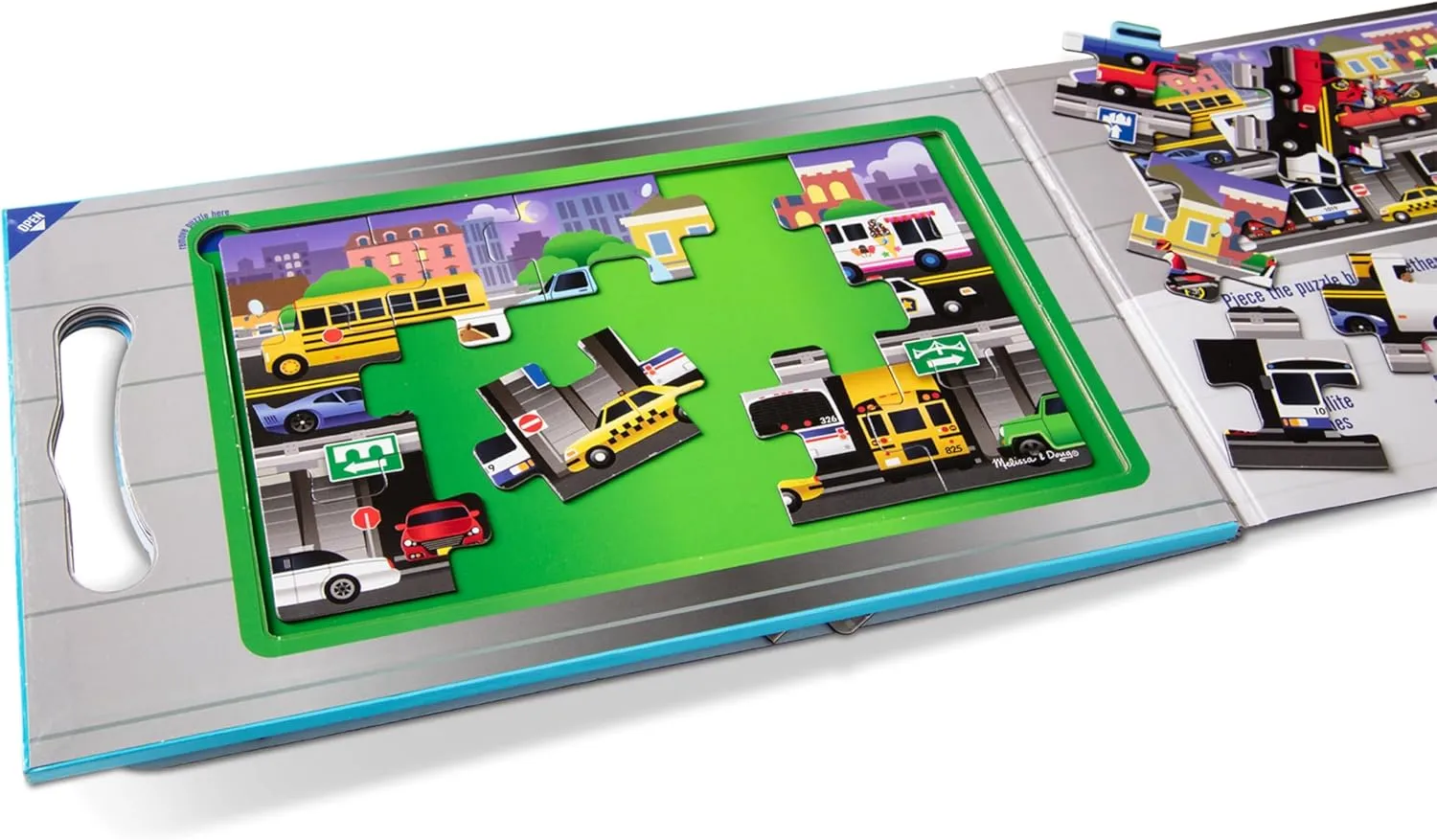 Melissa & Doug Take-Along Magnetic Jigsaw Puzzles Travel Toy Vehicles (2 15-Piece Puzzles)