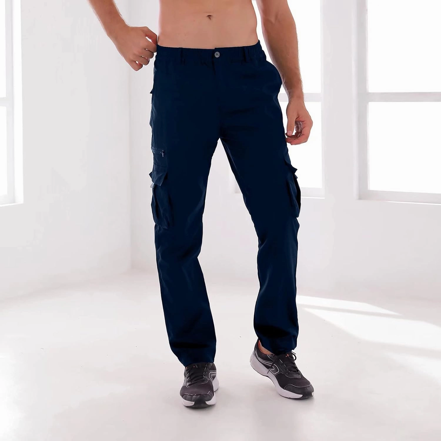 Men Outdoor Cargo Pant Lightweight Tactical Pant Hiking Jogger Classic Fit Multi Pockets