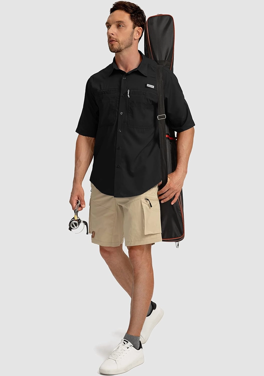 Men's Fishing Shirts with Zipper Pockets UPF 50  Lightweight Cool Short Sleeve Button Down Shirts for Men Casual Hiking