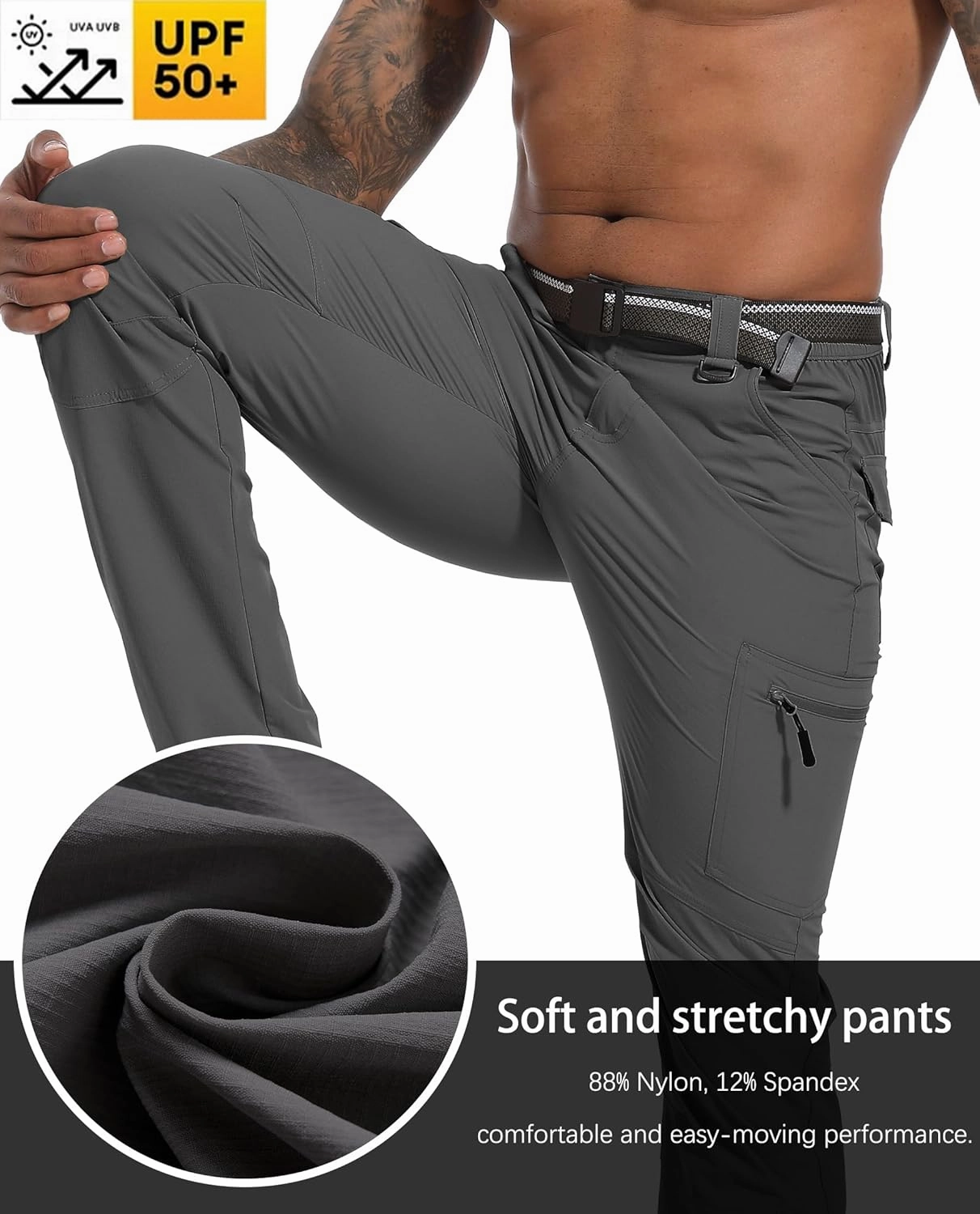 Men's Hiking Tactical Cargo Work Pants Quick Dry Waterproof Lightweight Travel Fishing Camping Outdoor Pants