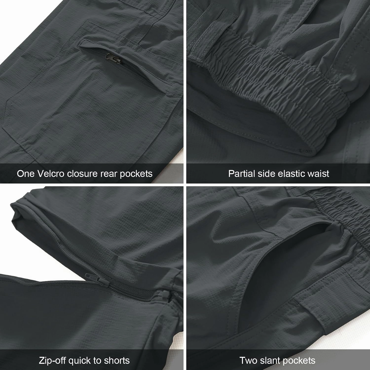Men's Outdoor Quick Dry Convertible Lightweight Hiking Fishing Zip Off Safari Trousers