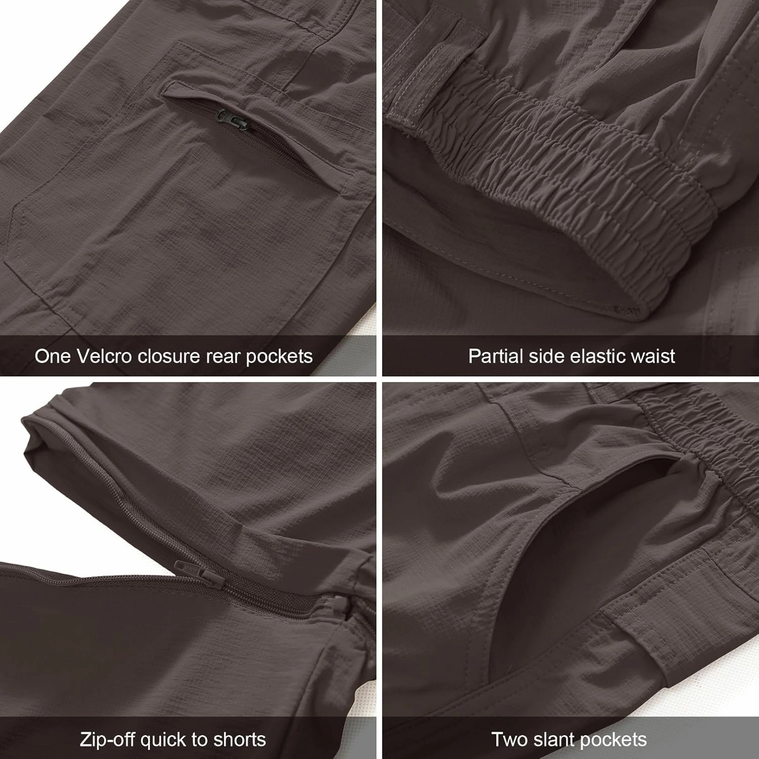 Men's Outdoor Quick Dry Convertible Lightweight Hiking Fishing Zip Off Safari Trousers