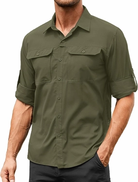 Men's Safari Hiking UPF 50  UV Long Sleeve Work Shirt Lightweight Quick Dry Cooling Outdoor Sun Protection Fishing Shirts