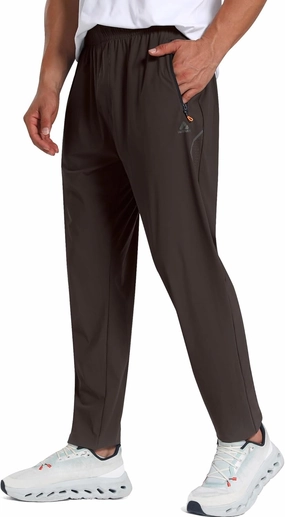 Men's Stretch Athletic Fishing Pants Lightweight Cool-Touch Workout Joggers with Zipper Pockets