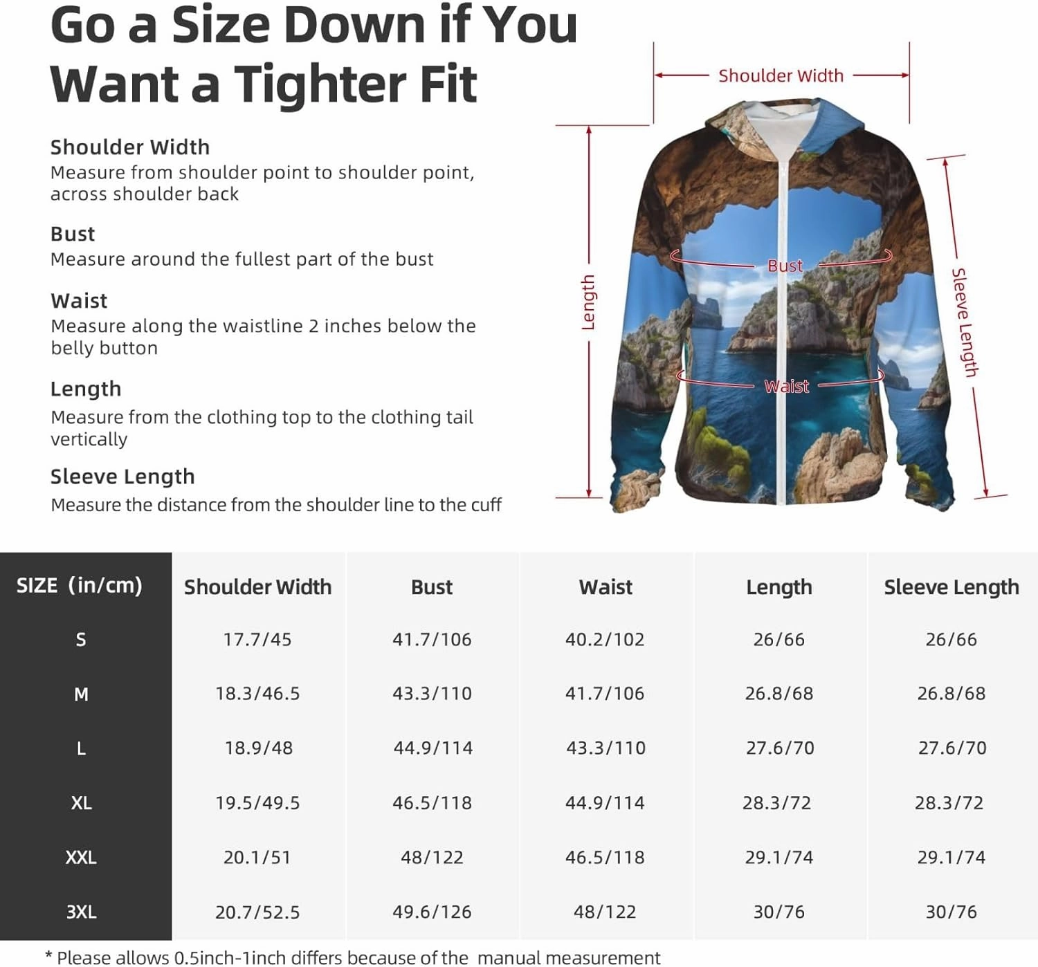 Men's Sun Protection Hoodie UPF 50  Arch in Mallorca Spain Rash Guard Long Sleeve Women's Sun Shirts Lightweight