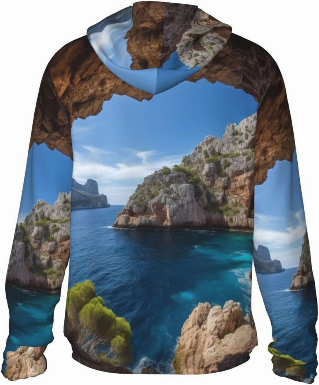 Men's Sun Protection Hoodie UPF 50  Arch in Mallorca Spain Rash Guard Long Sleeve Women's Sun Shirts Lightweight