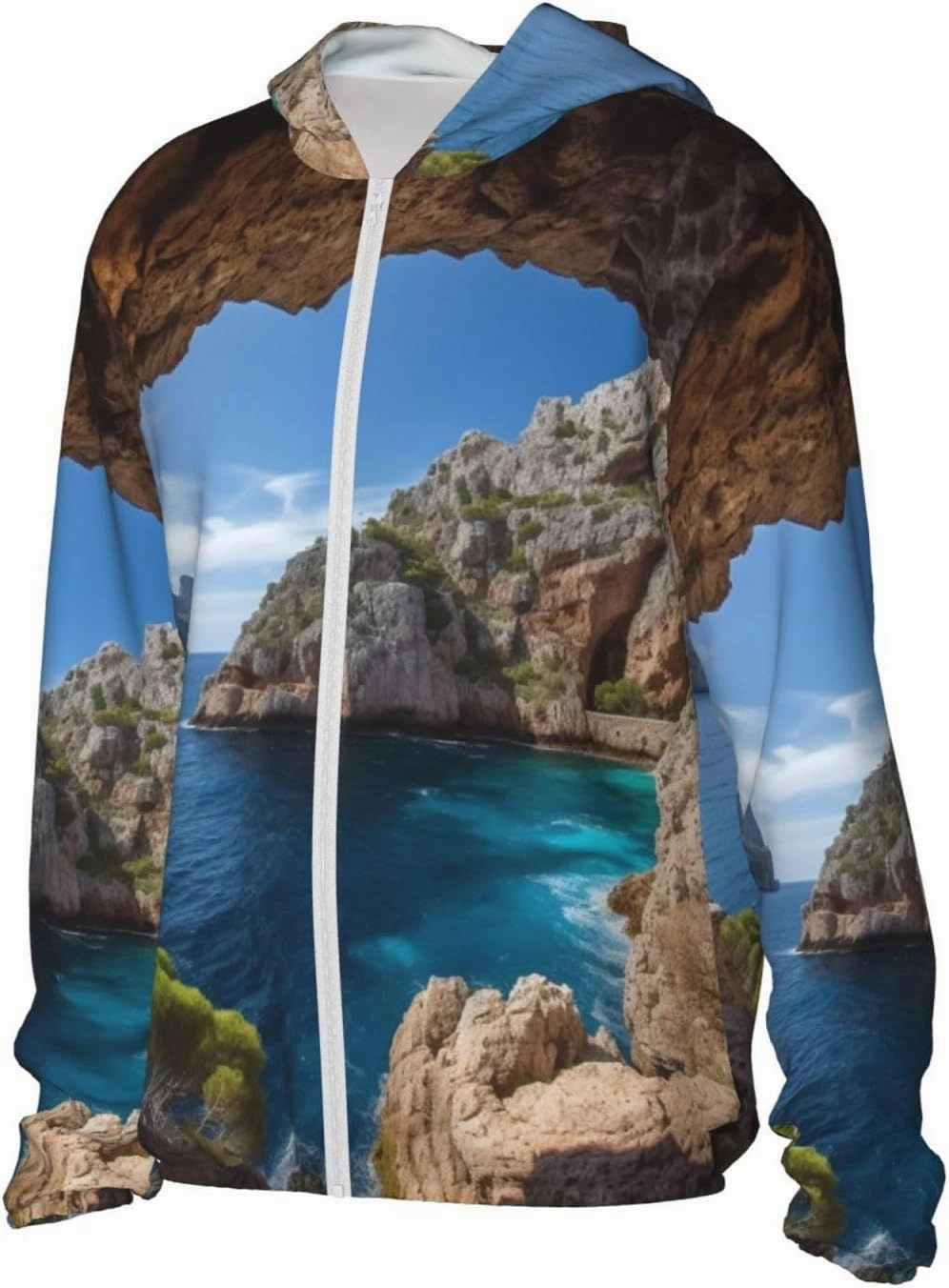 Men's Sun Protection Hoodie UPF 50  Arch in Mallorca Spain Rash Guard Long Sleeve Women's Sun Shirts Lightweight