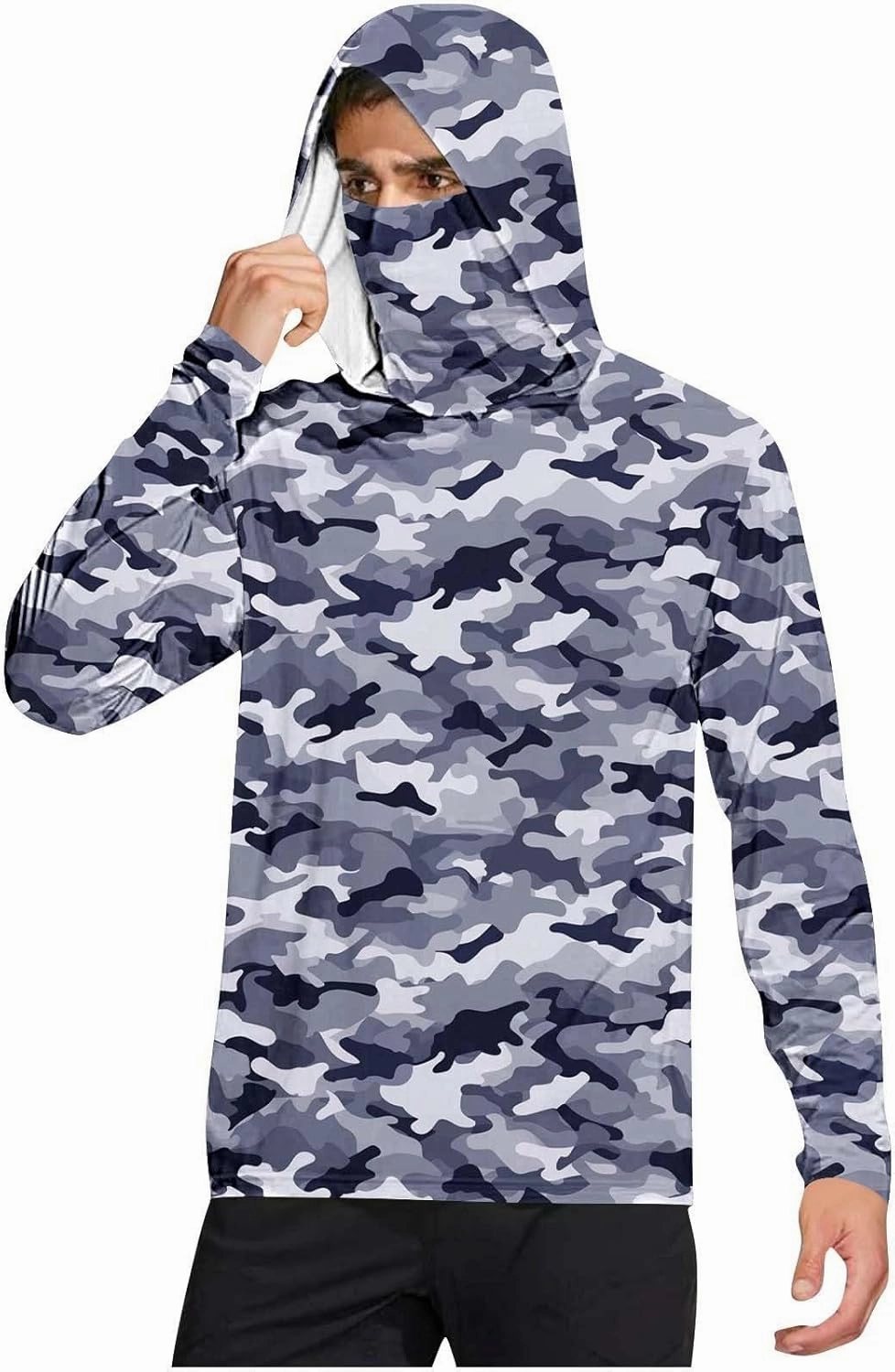 Men's UPF 50  Sun Protection Hoodie Shirts, Long Sleeve Sun Protection Lightweight Hoodie, UV Hiking Running Rash Guard