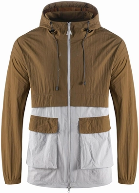 Men's UPF 50  Sun Protection Hoodie Trendy Full Zip Colorblock Track Jackets with Pockets Hiking Fishing Sport Jacket