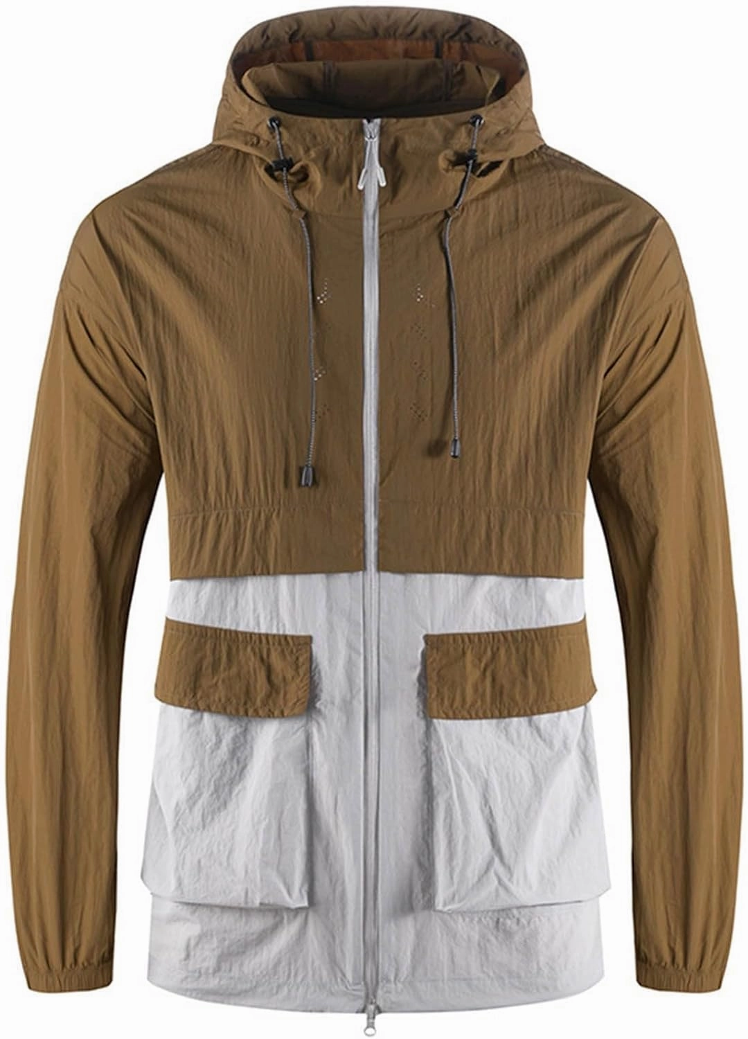 Men's UPF 50  Sun Protection Hoodie Trendy Full Zip Colorblock Track Jackets with Pockets Hiking Fishing Sport Jacket
