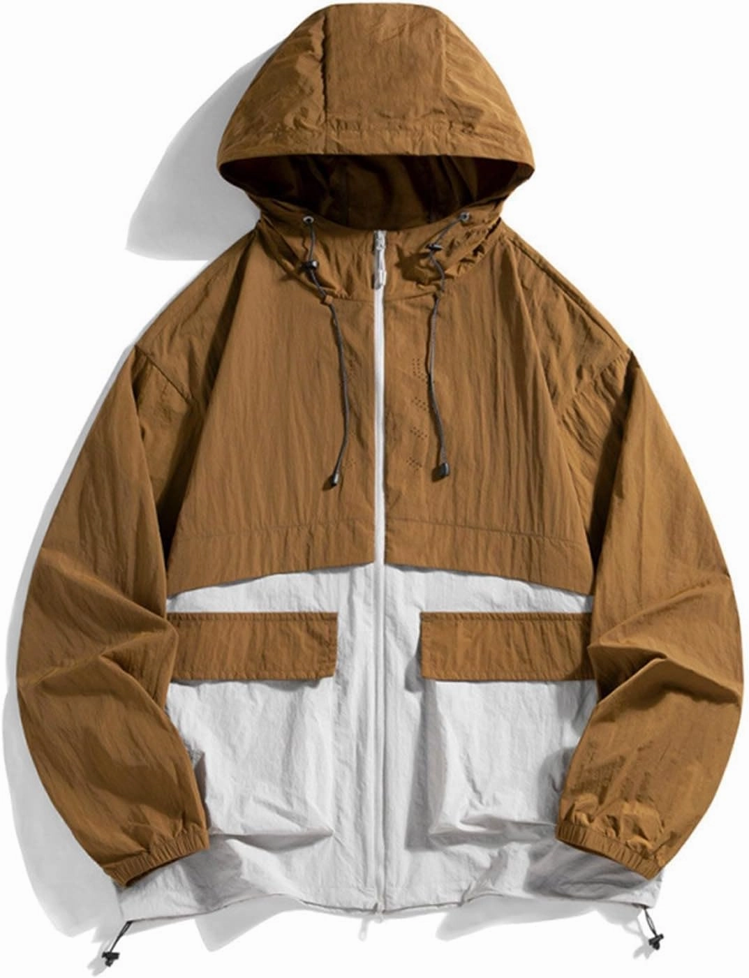 Men's UPF 50  Sun Protection Hoodie Trendy Full Zip Colorblock Track Jackets with Pockets Hiking Fishing Sport Jacket