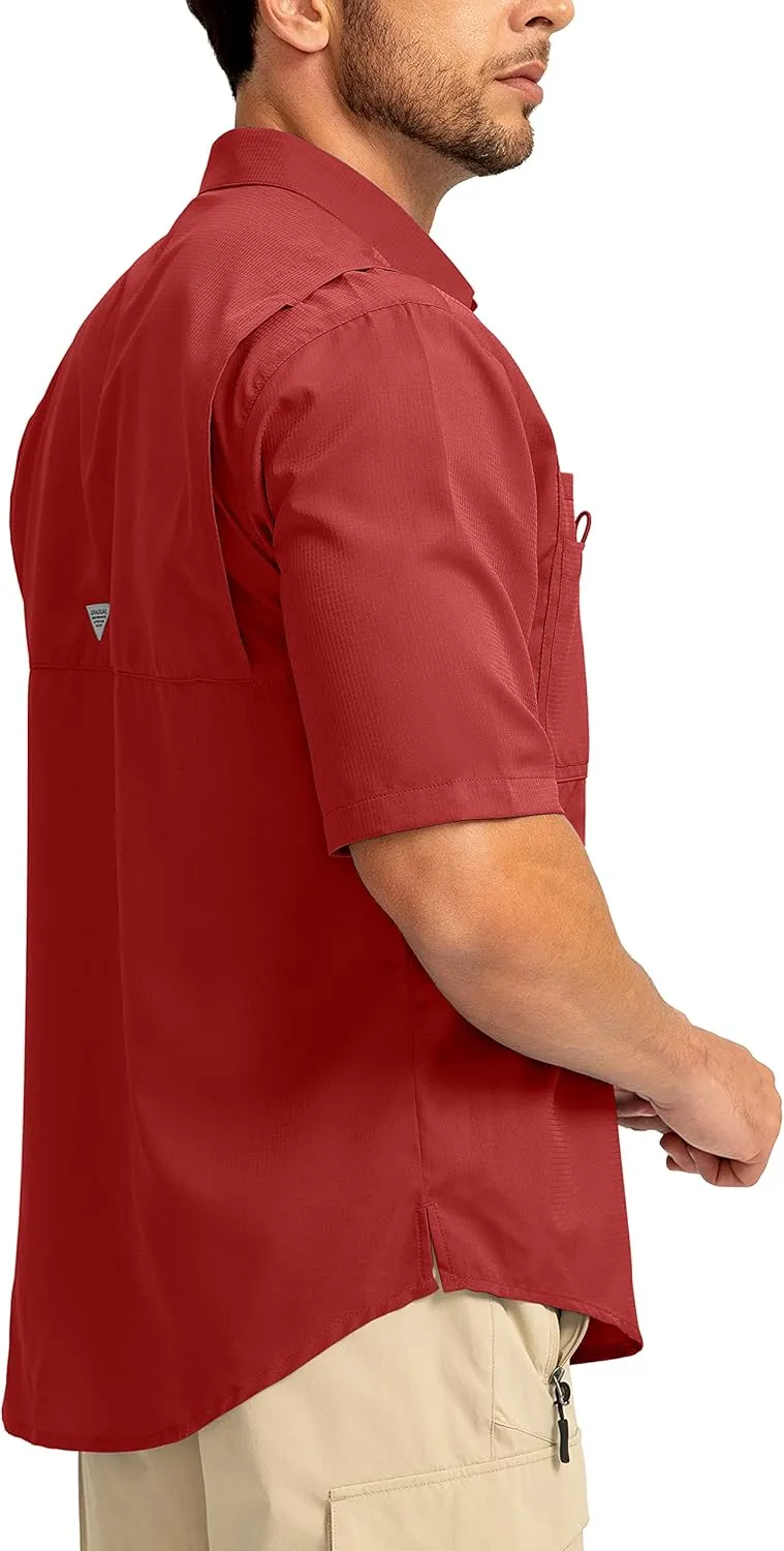 Men's Fishing Shirts with Zipper Pockets UPF 50  Lightweight Cool Short Sleeve Button Down Shirts for Men Casual Hiking