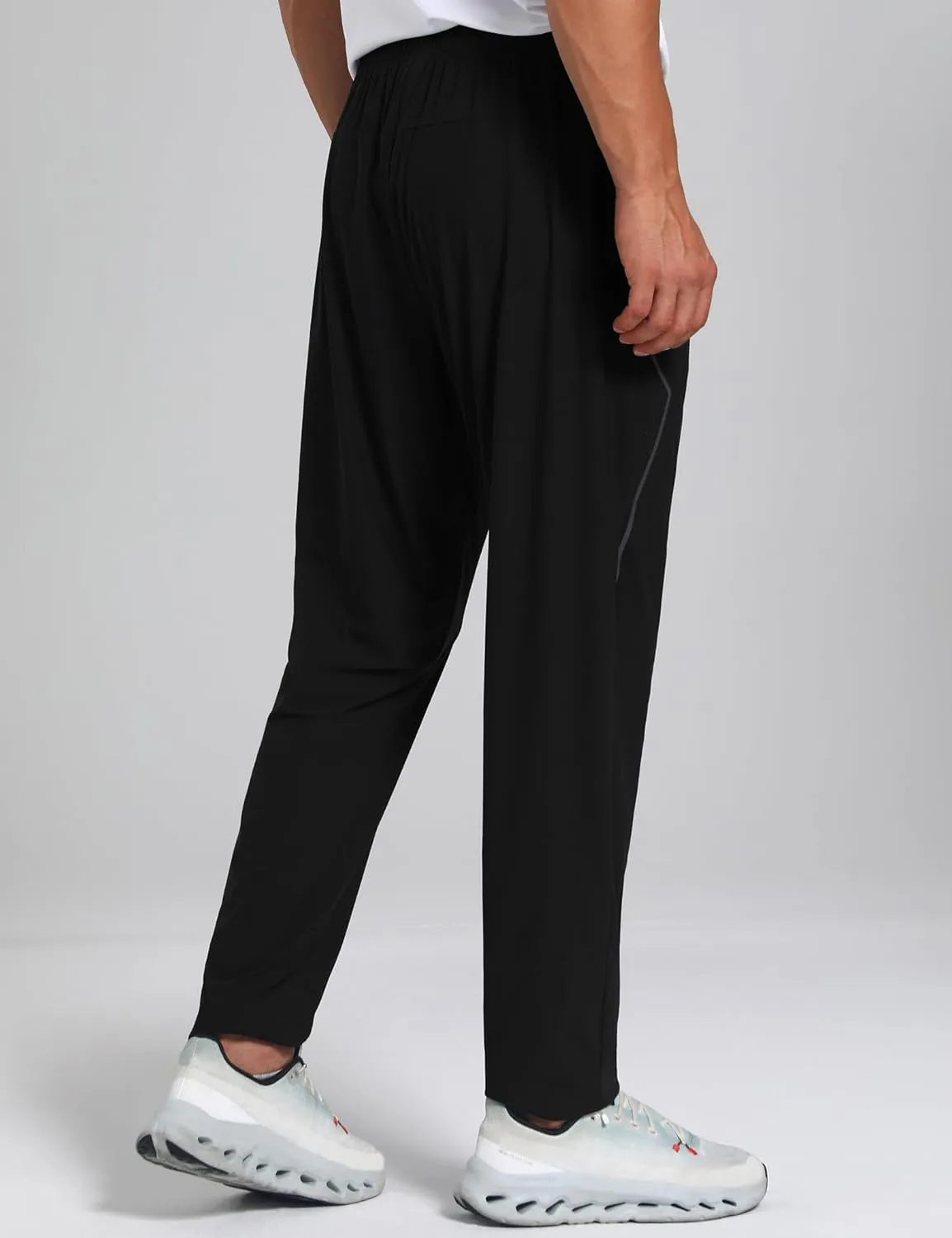 Men's Stretch Athletic Fishing Pants Lightweight Cool-Touch Workout Joggers with Zipper Pockets