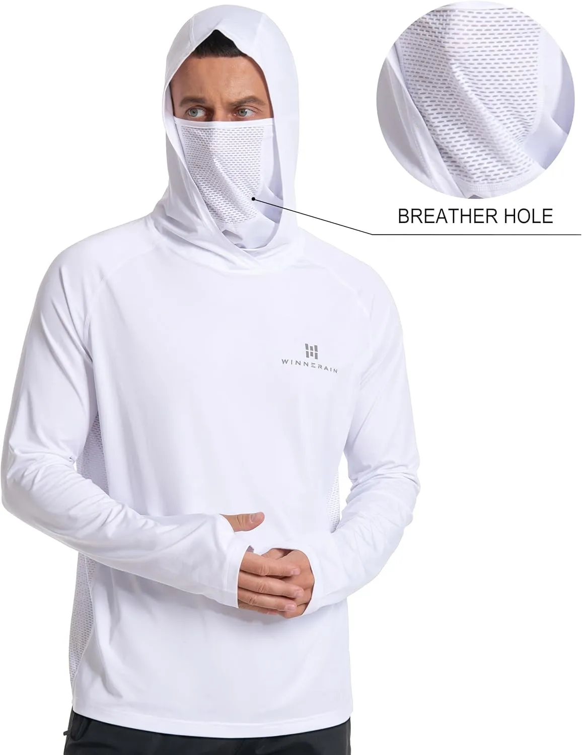 Men's Sun Protection Hoodie Loose Fit UPF 50  Long Sleeve Shirt SPF Lightweight Fishing Hiking Rash Guard