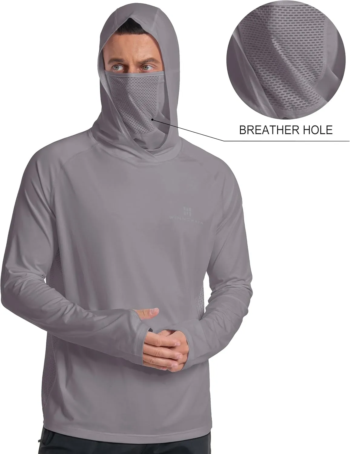 Men's Sun Protection Hoodie Loose Fit UPF 50  Long Sleeve Shirt SPF Lightweight Fishing Hiking Rash Guard