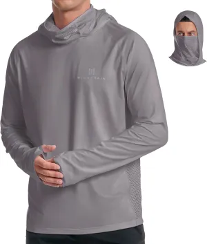 Men's Sun Protection Hoodie Loose Fit UPF 50  Long Sleeve Shirt SPF Lightweight Fishing Hiking Rash Guard