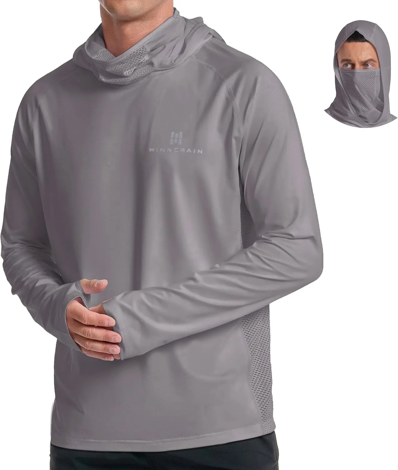 Men's Sun Protection Hoodie Loose Fit UPF 50  Long Sleeve Shirt SPF Lightweight Fishing Hiking Rash Guard