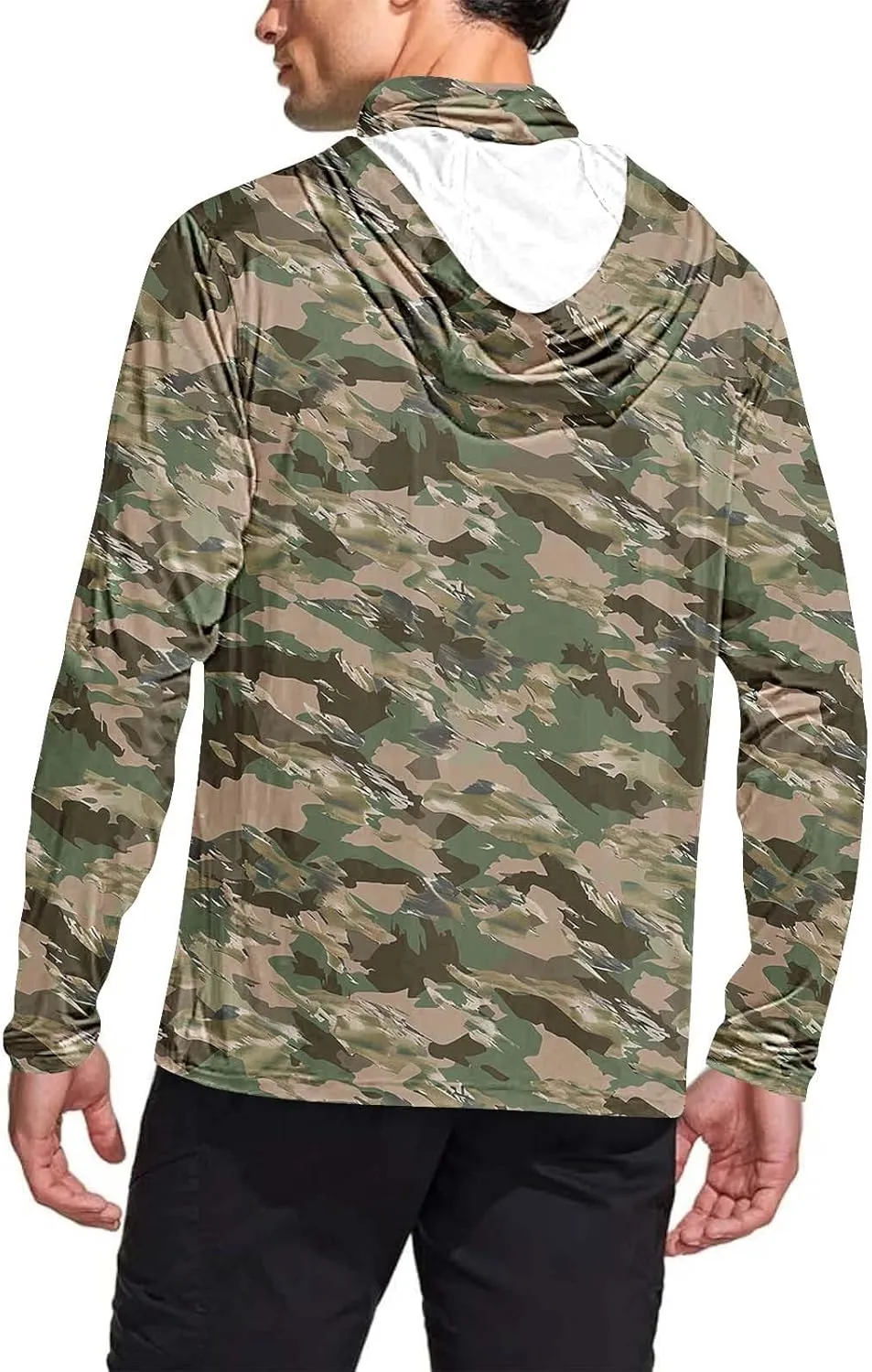 Men's UPF 50  Sun Protection Hoodie with Mask Long Sleeve Rash Guards UV Cooling Lightweight Fishing Hiking Shirts