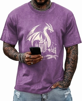 Mens Dragon Grpahic T-Shirts Short Sleeve 100% Cotton Crewneck Big and Tall Outdoor Summer Quick Dry Undershirts