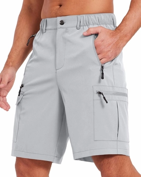 Mens Hiking Cargo Summer Shorts 9" Quick Dry Lightweight Outdoor Fishing Golf Casual Elastic Waist Loose Fit 6 Pocket