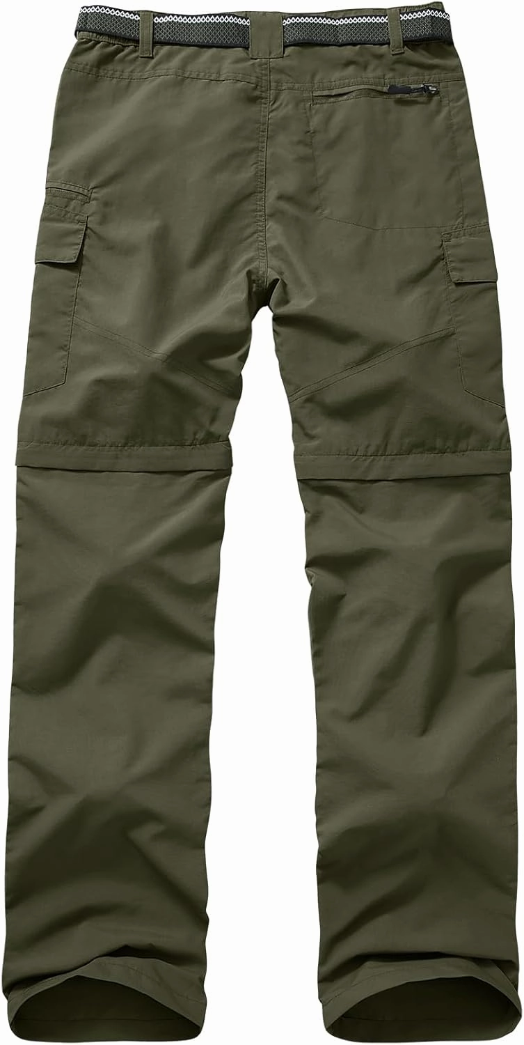 Mens Hiking Convertible Pants Quick Dry Zip Off Lightweight Cargo Fishing Work Pants Trousers with Belt