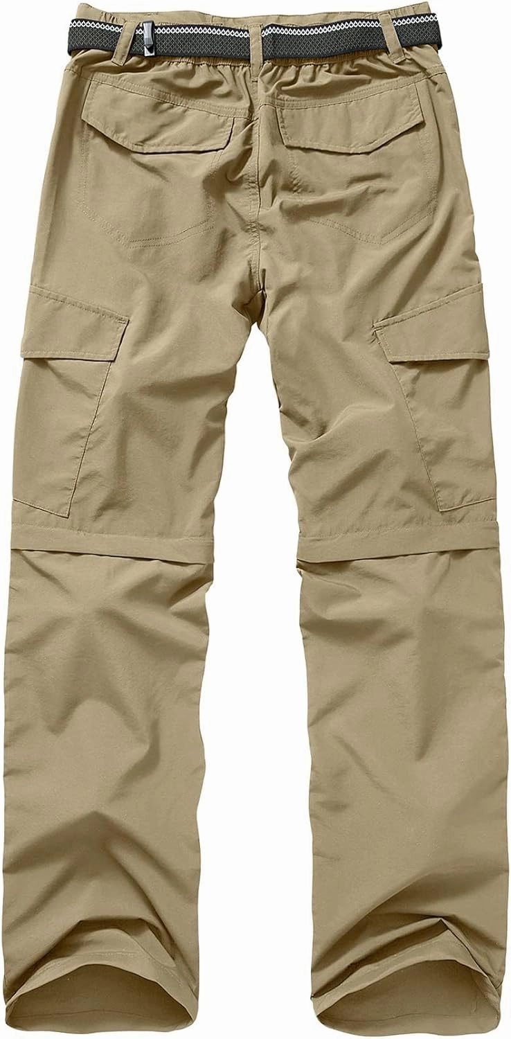 Mens Hiking Pants Quick Dry Lightweight Fishing Convertible Zip Off Safari Trousers