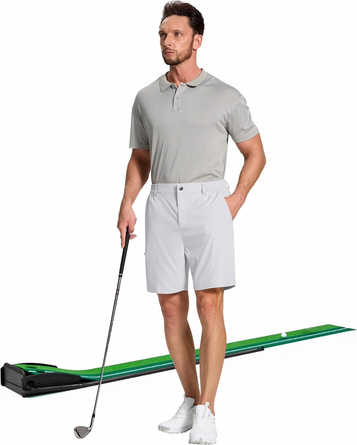 Mens Stretch Golf Shorts with 6 Pockets Dry Fit 7 Inch Inseam Lightweight Dress for Hiking Work Casual