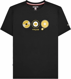 Mens Vinyl Short Sleeve Cotton Graphic T-Shirt - Black - 2XL