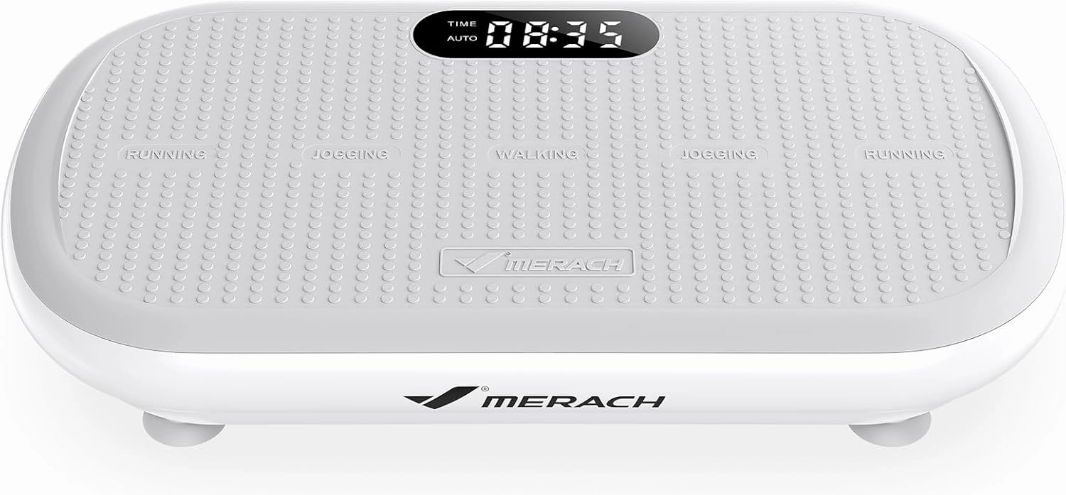 MERACH Vibration Plate Exercise Machine, Vibration Plate 440 Lbs Capacity, Bluetooth and Silicone Pedal, Stimulate Deep Fat, Vibration Plate for Lymphatic Drainage, Vibrating for Weight Loss