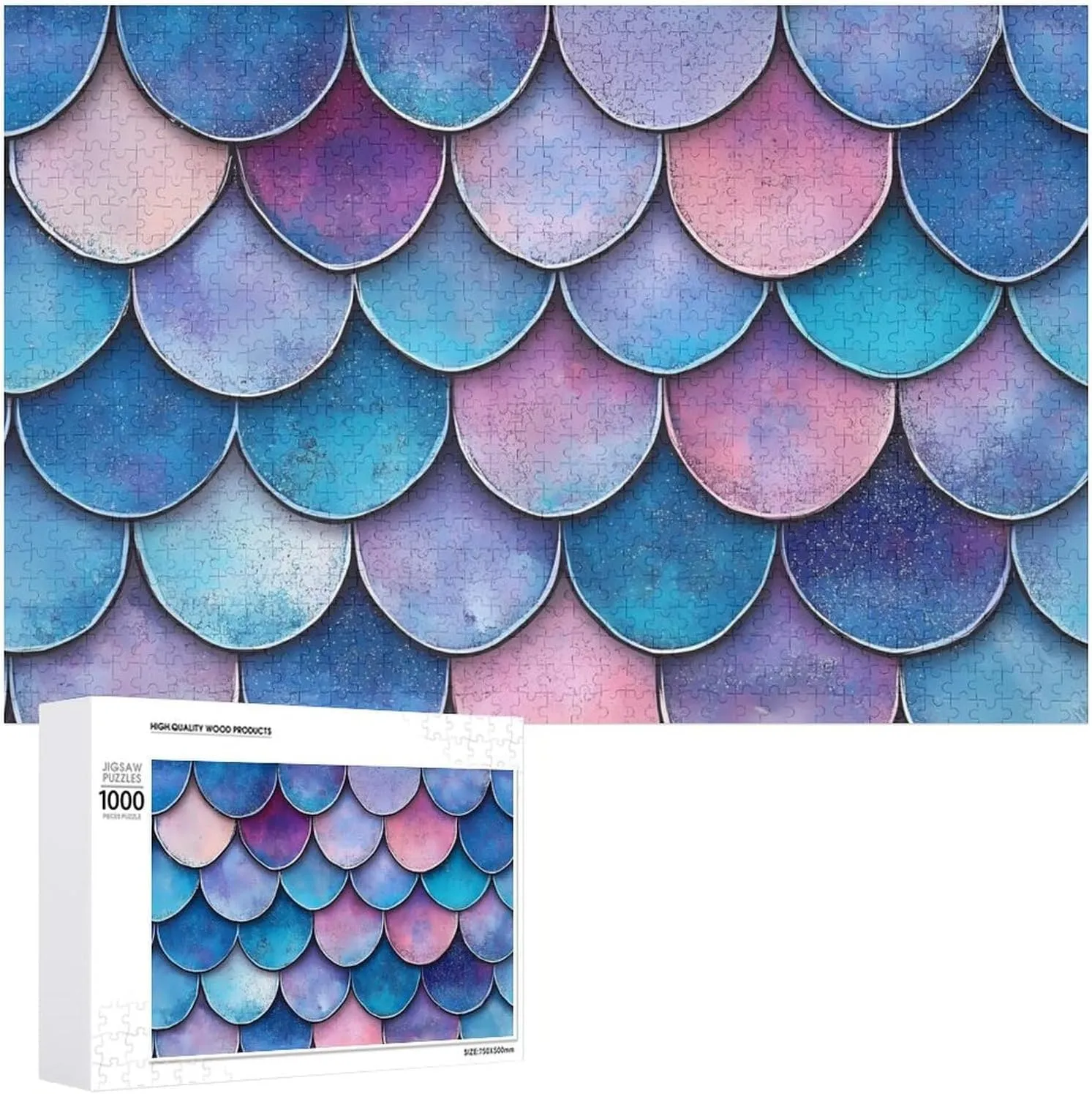 Mermaid Fish Scale Custom Jigsaw Puzzle for Adults Wooden Educational Game Art Home Decor 1000 PCS