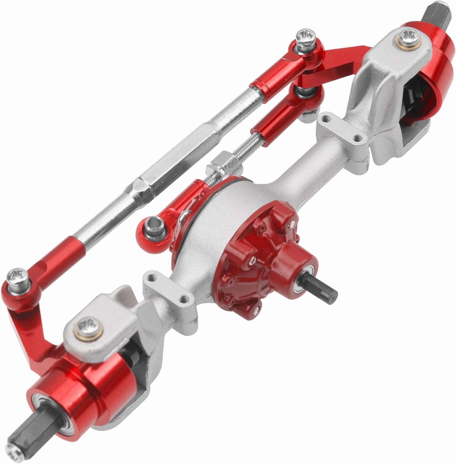 Metal Front & Rear Portal Axle Set Upgrades Parts Compatible with WPL C14 C24 C34 C44 B14 B24 1/16 RC Car (Silver)