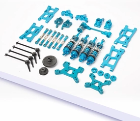 Metal Replacement Part Kit for WLtoys 1/14th, 1/12th RC Car Upgrades, Spare Aluminium Accessory Set with Screws(Blue)