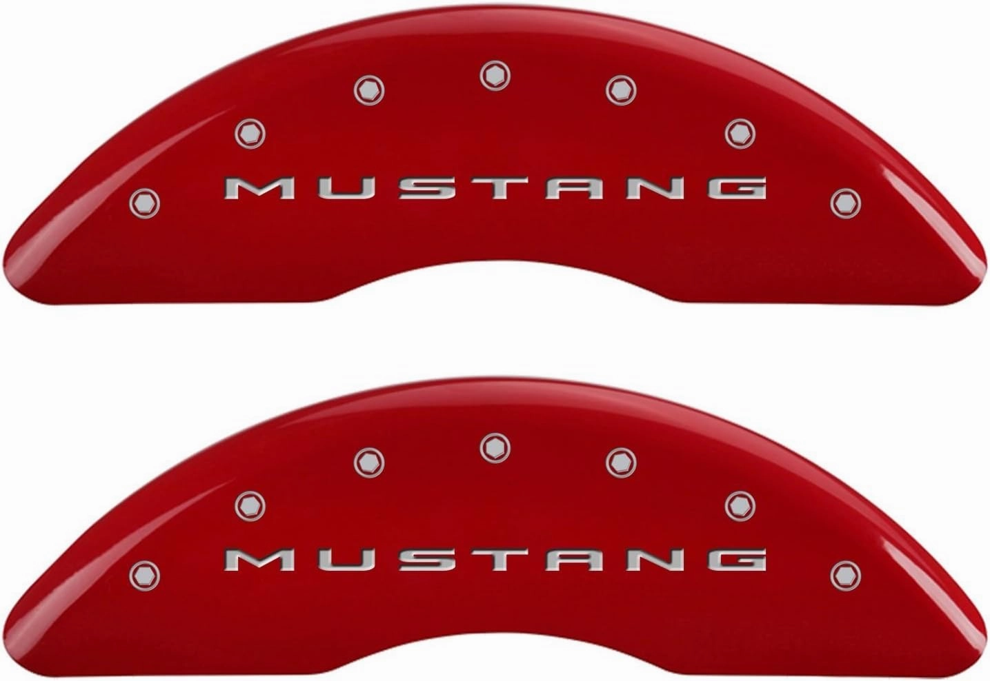 MGP Caliper Covers - Brake Caliper Covers 2015-2023 Ford Mustang (Brembo brakes, 2021 6 piston calipers) - Front and Rear Set - Red