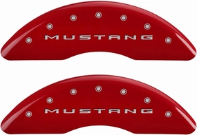 MGP Caliper Covers - Brake Caliper Covers 2015-2023 Ford Mustang (Brembo brakes, 2021 6 piston calipers) - Front and Rear Set - Red