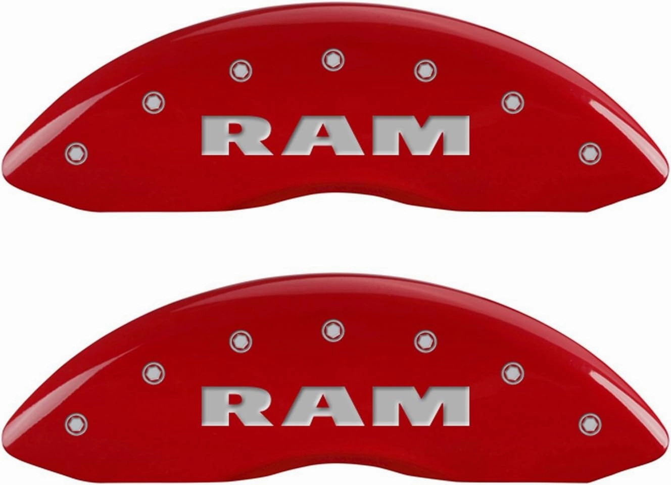 MGP Caliper Covers - Brake Caliper Covers 2019-2020 Ram 1500 2021 Ram 1500 (Standard Rear Caliper) Front and Rear Set - Ram Logo - Red