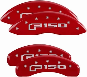 MGP Caliper Covers - Brake Caliper Covers 2021-2023 Ford Expedition and F-150 (10256s) Front and Rear Set - F-150 Logo - Red