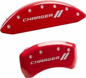 MGP Caliper Covers - Brake Caliper Covers for 2011-2023 Dodge Challenger & 2011-2023 Dodge Charger (Requires Dual Piston Front Caliper) Front and Rear Set - Engraved R/T Truck Logo (Red)