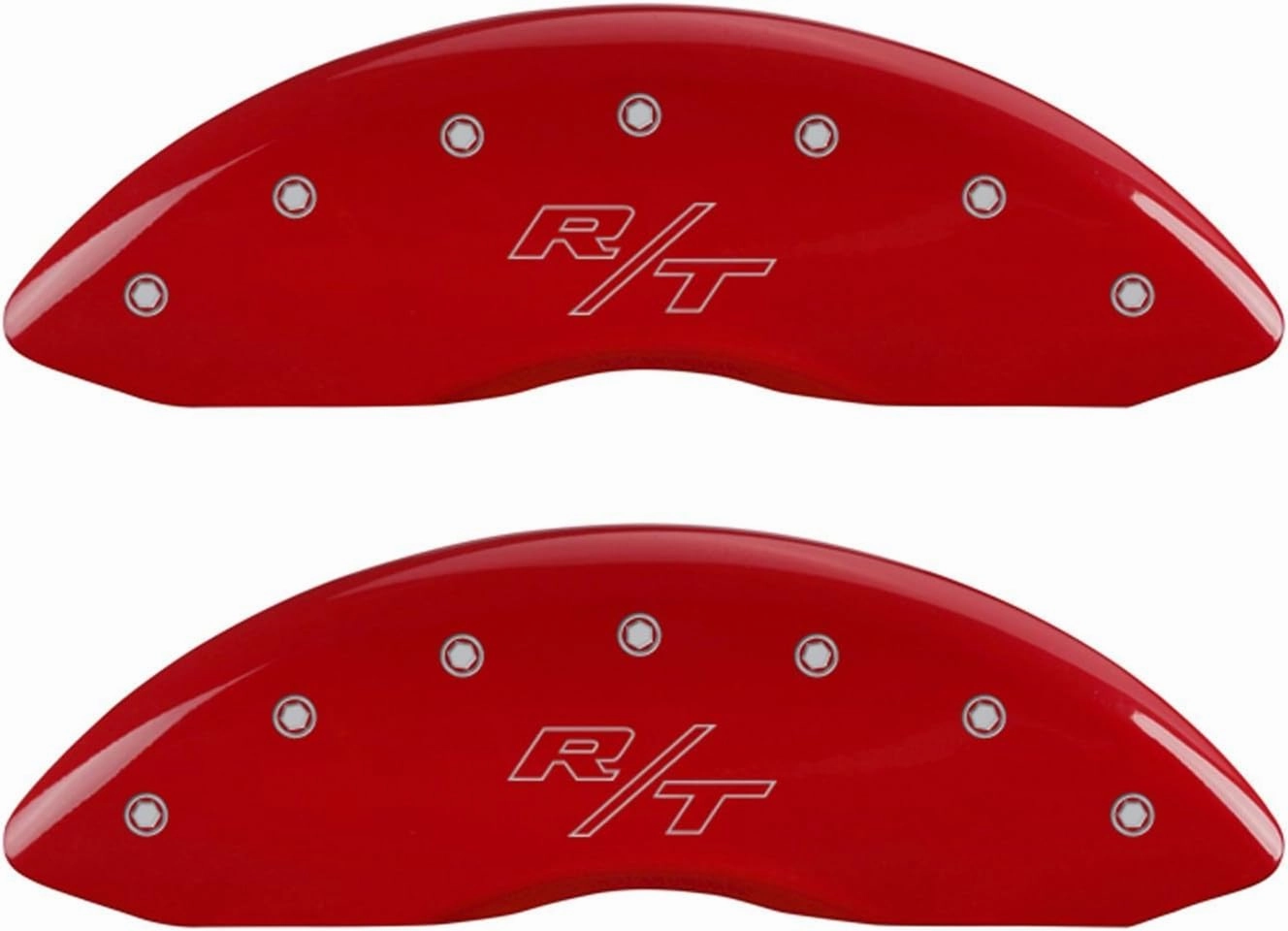MGP Caliper Covers - Brake Caliper Covers for 2011-2023 Dodge Challenger & 2011-2023 Dodge Charger (Requires Dual Piston Front Caliper) Front and Rear Set - Engraved R/T Vintage Logo (Red)