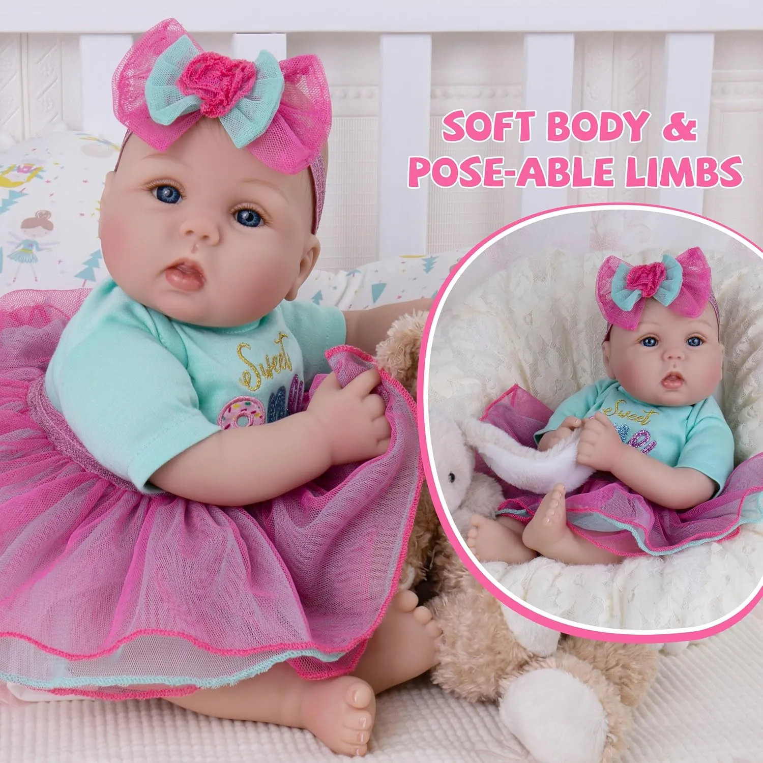 Milidool Lifelike Reborn Baby Dolls - 18 Inch Real Life Realistic Newborn Baby Dolls Girl with Soft Weighted Body Gift Set for Kids Age 3 