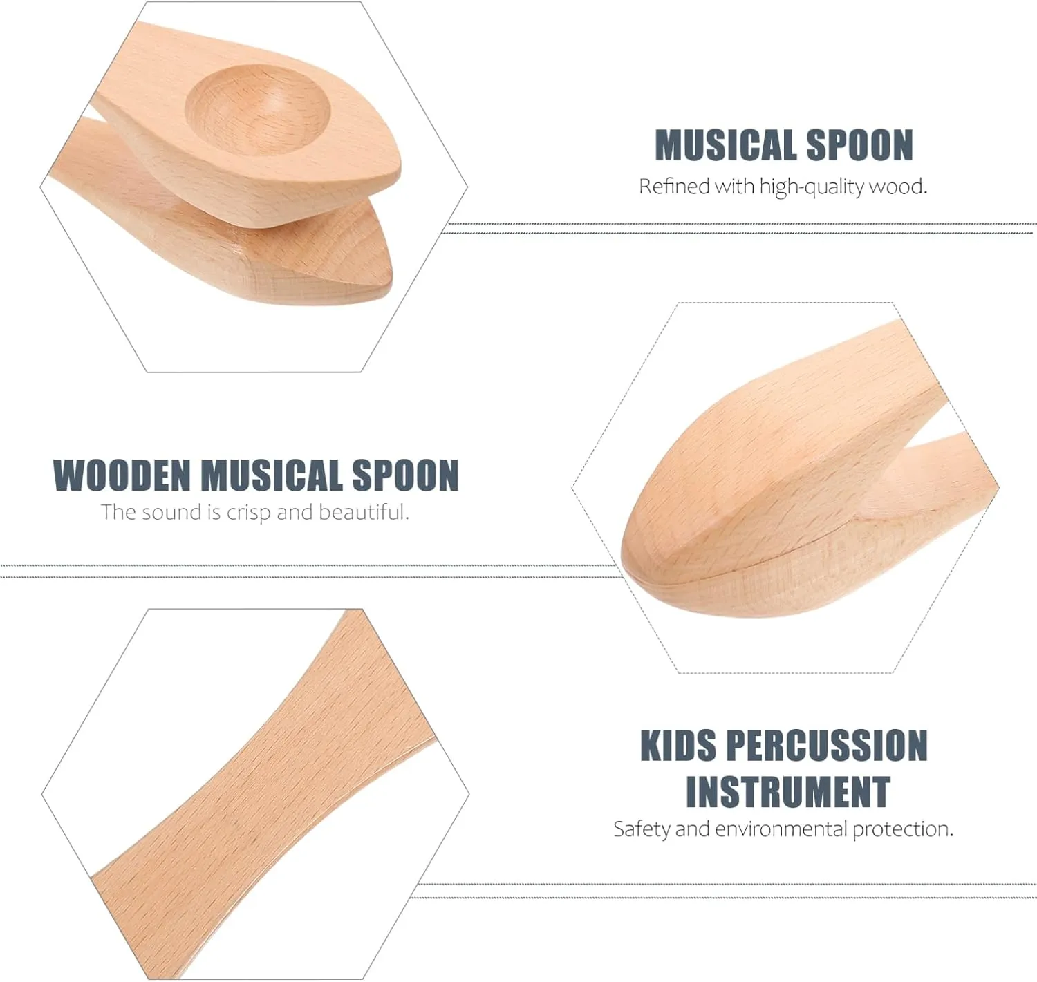 Milisten 3pcs Special Musical Spoon Kids Instrument Set Musical Spoon Wood Child Percussion Instrument Wooden Kindergarten