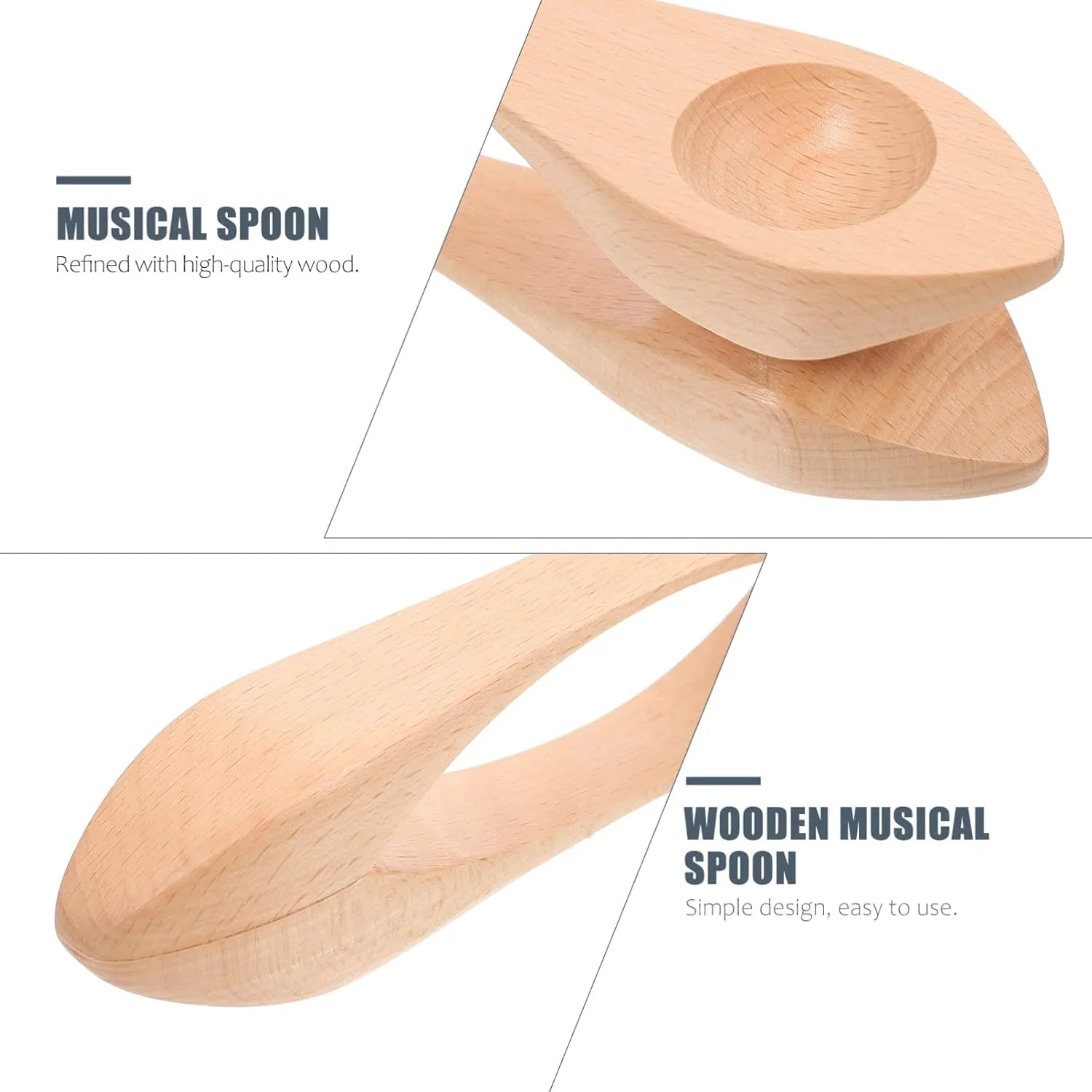 Milisten 3pcs Special Musical Spoon Kids Instrument Set Musical Spoon Wood Child Percussion Instrument Wooden Kindergarten