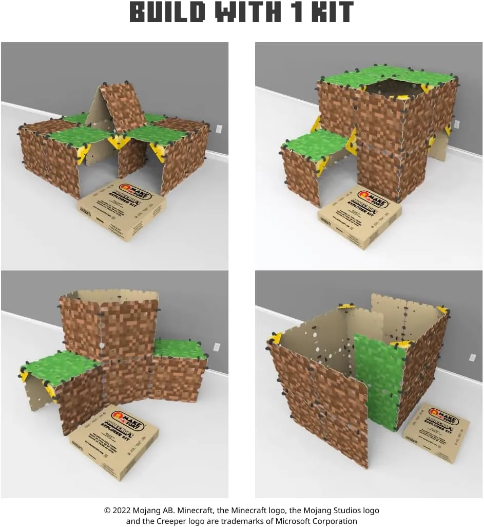 Minecraft Explorer Kit - Build Minecraft in The Real World - Endless Play for Ages 8 and Up - Build Forts, Mazes, Tunnels, and More - Durable, Reusable, and Made in USA (1 Pack)