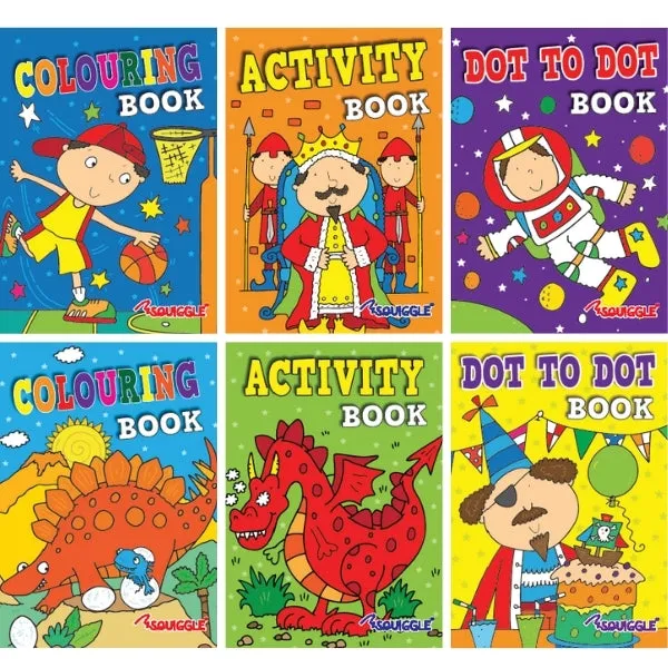 Mini Colouring Activity Books Boys - 6 Pack
