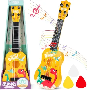 Mini Guitar 17 Inch Kids Guitars Classical Mini Toddler Ukulele 4 Strings Guitar Party Favor Kids Musical Instruments Educational Toys for Beginner (Dinosaur)