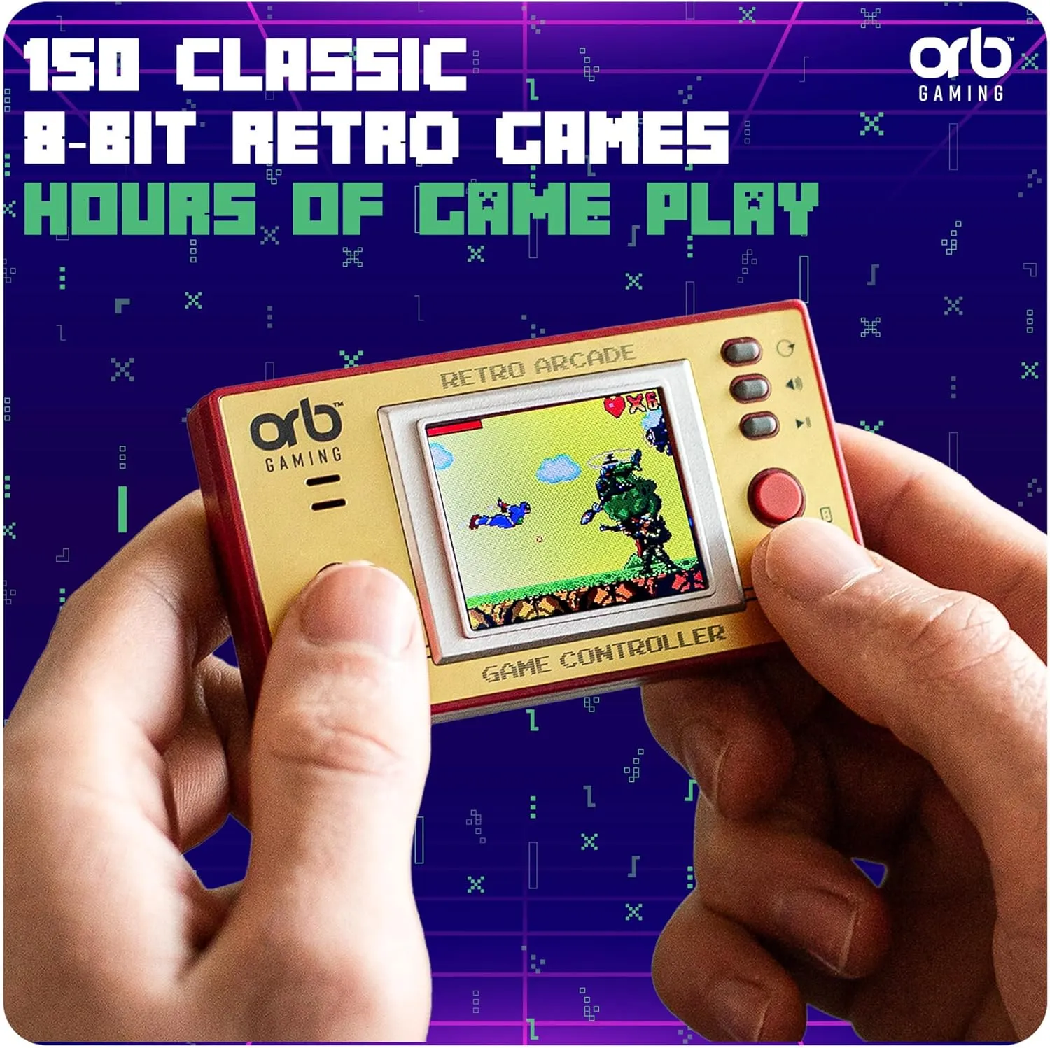 Mini Retro Games Console, 150 in-Built Games, 8-Bit Retro Gaming Handheld Console, 1.8” Full Colour LCD Screen Pocket Console, Immersive Sound Games Console - ThumbsUp!