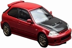 Mini Cars Replica 1:64 for Honda Civic Type R(EK9) Civic Spoon Retro Alloy Car Model Display Stand Placement Race Car Birthday Party Decorations(Red)