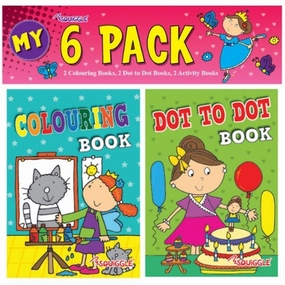 Mini Colouring Activity Books Girls - 6 Pack