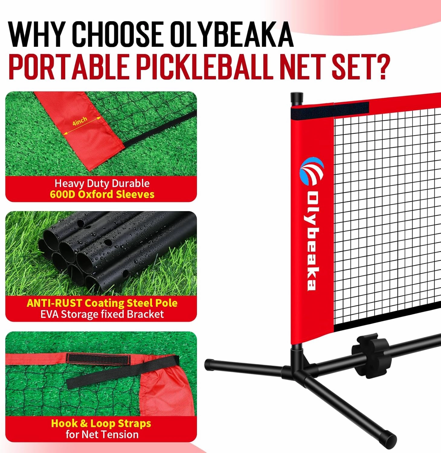 Mini Pickleball Net for Beginners Pros, 5FT / 10FT / 12.5 FT Half Court Size Portable Pickleball Net for Driveway Backyard Outdoor Indoor with 3 Pickleballs Carry Bag, Chalk