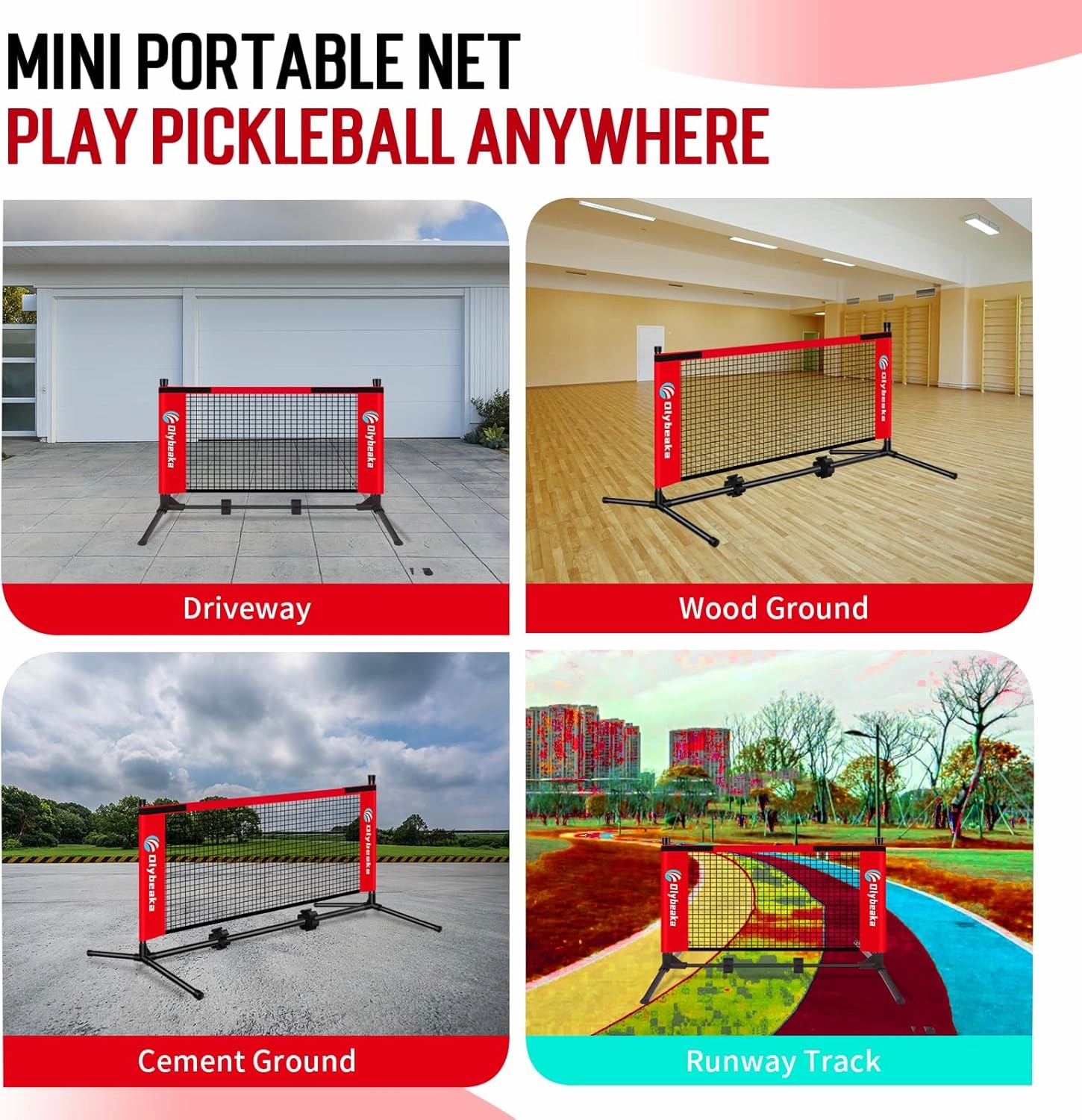 Mini Pickleball Net for Beginners Pros, 5FT / 10FT / 12.5 FT Half Court Size Portable Pickleball Net for Driveway Backyard Outdoor Indoor with 3 Pickleballs Carry Bag, Chalk