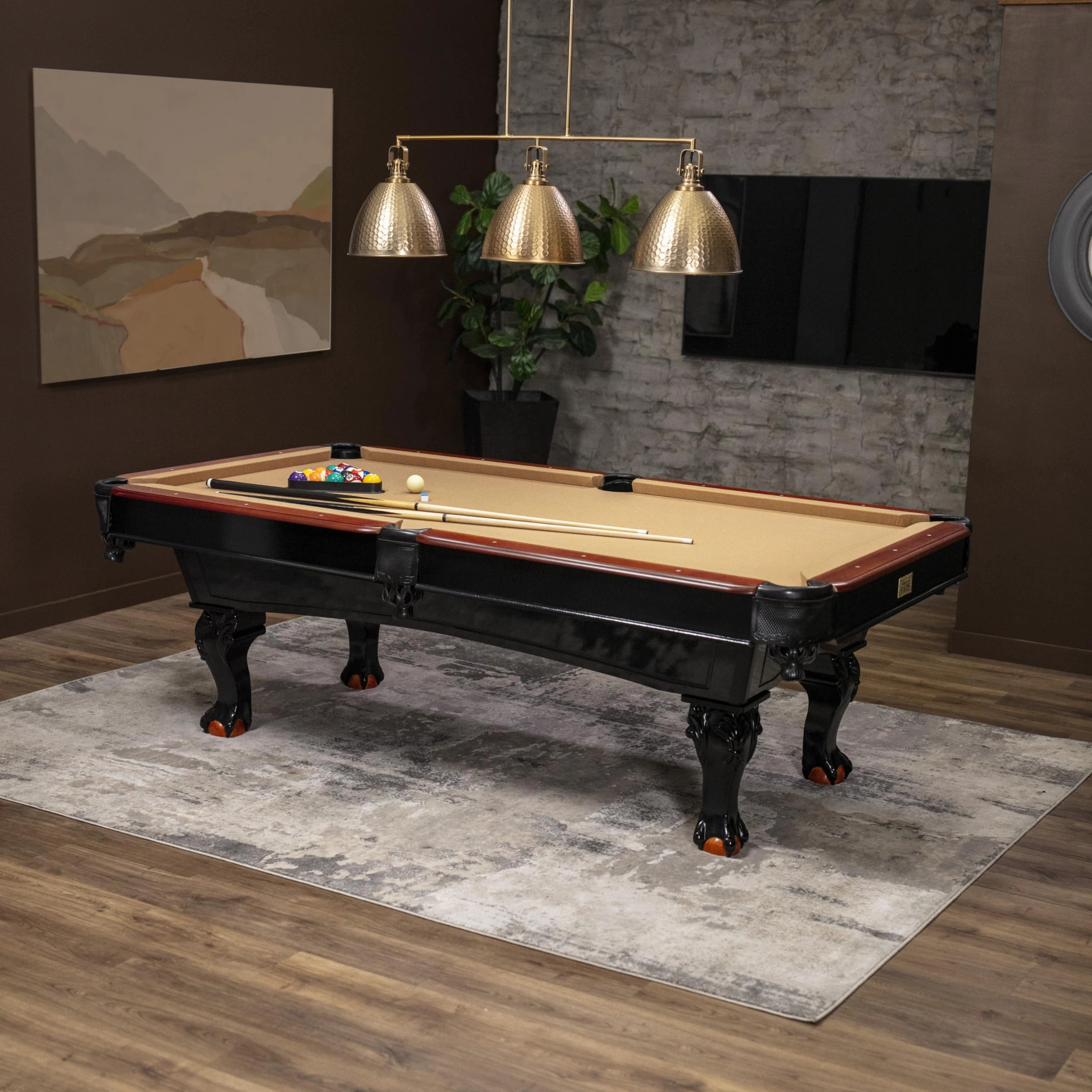 Minnesota Fats 8' Covington Billiard Table with Carved Solid-Wood Legs and Antiqued Wood Finish